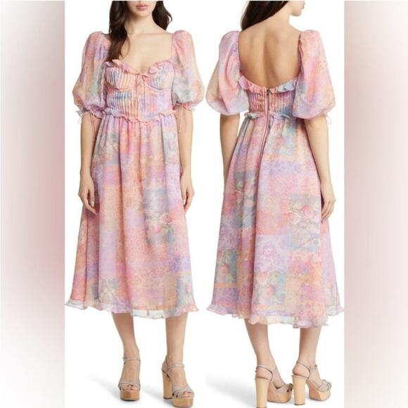 For Love & Lemons Odessa Midi Dress S - Picture 8 of 9